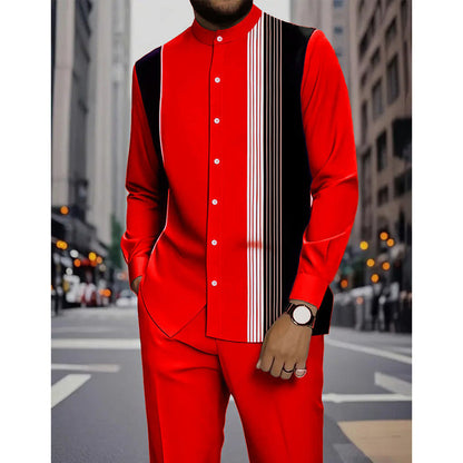 🔥2026 Hot Sale🔥Classic Striped Shirt & Pants Two-Piece Set – Smart Casual for Any Occasion
