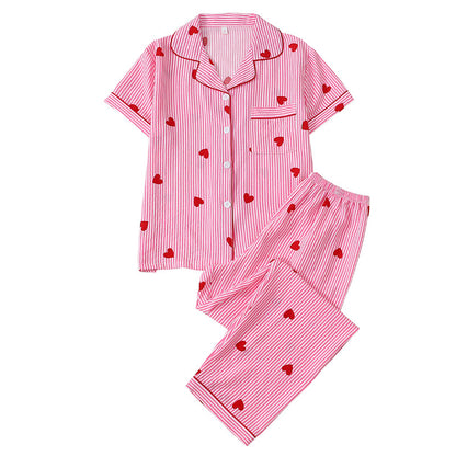 🔥2026 New Style🔥Love in Every Stripe: Women's Heart-Print Pajama Set for Ultimate Cozy Glam!