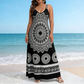 💎 -50% ON BOHEMIAN MANDALA PRINT CAMI MAXI DRESS! 💎 Flowy Silhouette, Adjustable Straps & Chic Black Design ✨