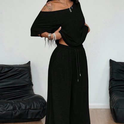 🔥HOT SALE ＆ 50％ OFF🔥Women's Off-Shoulder Top & Pants 2-Piece Set