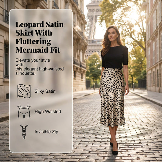 🔥2026 Hot sale 50% OFF🔥High-Waist Leopard Print Satin Skirt – Smooth Silky Elegant Street Style