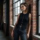 📢📢50% OFF ⏰💡Designed in the USA💡Women's Ribbed Knit Button-Front Sleeveless Vest