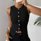 📢📢50% OFF ⏰💡Designed in the USA💡Women's Ribbed Knit Button-Front Sleeveless Vest