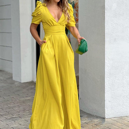 🔥2026 New Style🔥Women’s Deep V-Neck Wide Leg Jumpsuits