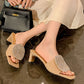 🔥2026 New Style🔥Women's Romantic Square-Toe Sandals with Geometric Rhinestone Design