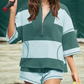 🥳SUMMER HOT SALE🥳💞50K+ SOLD!💥50% OFF! 🔥Women’s Striped Half Zip Tops ＆ Shorts Two-Piece Set