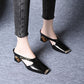 🔥 Hot sale 50% OFF🔥Women's Casual Metal Square Toe Mid Block Heel Mules