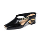 🔥 Hot sale 50% OFF🔥Women's Casual Metal Square Toe Mid Block Heel Mules