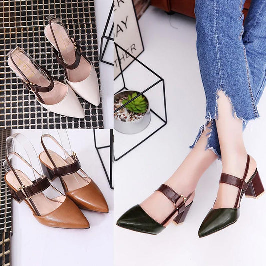 🥳SUMMER HOT SALE🥳💞50K+ SOLD!💥50% OFF! 🔥 Women's Stylish Pointed Toe Chunky High-heel Sandals