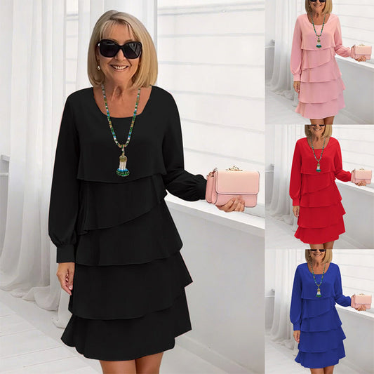 🥳SUMMER HOT SALE🥳💞50K+ SOLD!💥50% OFF! 🔥Women's Layered Ruffle Long Sleeve Dress