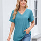 🥳SUMMER HOT SALE🥳💞50K+ SOLD!💥50% OFF! 🔥Women's V-Neck Short Sleeve Casual T-Shirt – Classic V-Neck, Soft Polyester & Rolled Cuffs ✨