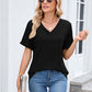 🥳SUMMER HOT SALE🥳💞50K+ SOLD!💥50% OFF! 🔥Women's V-Neck Short Sleeve Casual T-Shirt – Classic V-Neck, Soft Polyester & Rolled Cuffs ✨