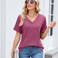 🥳SUMMER HOT SALE🥳💞50K+ SOLD!💥50% OFF! 🔥Women's V-Neck Short Sleeve Casual T-Shirt – Classic V-Neck, Soft Polyester & Rolled Cuffs ✨
