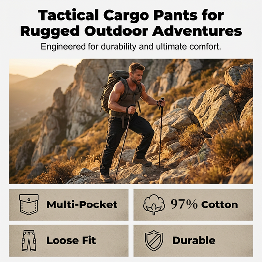 👖 64% OFF NOW! 🛠️ Men's Cotton Cargo Tactical Pants – Multi-Pocket, Reinforced Construction & Adjustable Waist 🔧
