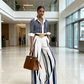 🥳SUMMER HOT SALE🥳💞50K+ SOLD!💥65% OFF! 🔥 Women's Striped Shirt & Wide-Leg Pants 2-Piece Set