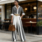 🥳SUMMER HOT SALE🥳💞50K+ SOLD!💥65% OFF! 🔥 Women's Striped Shirt & Wide-Leg Pants 2-Piece Set