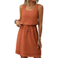 🥳SUMMER HOT SALE🥳💞50K+ SOLD!💥50% OFF! 🔥✨Women's Sleeveless Waffle Knit Drawstring Waist Dress
