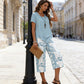🥳SUMMER HOT SALE🥳💞50K+ SOLD!💥56% OFF! 🔥Casual Round Neck Layered Tunic Top and Wide Leg Pants Set