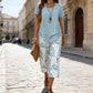 🥳SUMMER HOT SALE🥳💞50K+ SOLD!💥56% OFF! 🔥Casual Round Neck Layered Tunic Top and Wide Leg Pants Set
