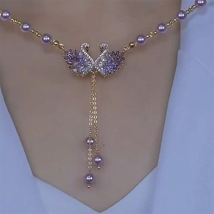 🥳2026 HOT SALE🥳💞50K+ SOLD!💥50% OFF! 🔥Purple Double Swan Pendant Necklace