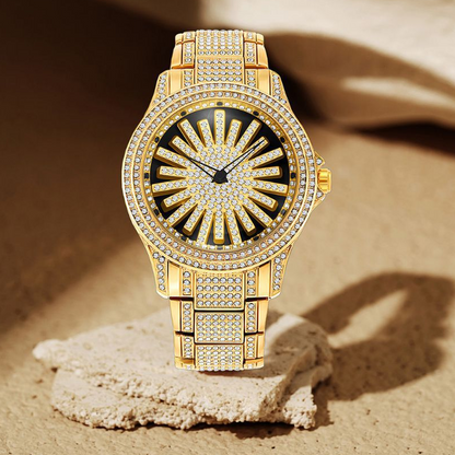 🔥2026 New Arrival ＆ Hot Sale🔥 Men's Iced-Out Watch with Rotating Dial – Sparkling Crystals, Precise Quartz & Butterfly Clasp ✨