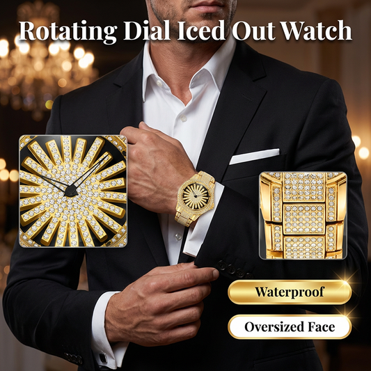 🔥2026 New Arrival ＆ Hot Sale🔥 Men's Iced-Out Watch with Rotating Dial – Sparkling Crystals, Precise Quartz & Butterfly Clasp ✨