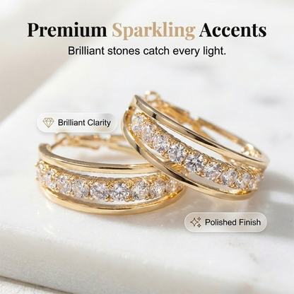 🔥Last day of the limited-time 50% off sale🔥Elegant Geometric Hoop Earrings with Sparkling Accents