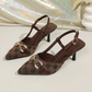 🥳SUMMER HOT SALE🥳💞50K+ SOLD!💥50% OFF! 🔥Women's Pointed-Toe Slingback Heels with Metal Chain