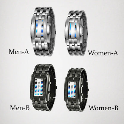 🔥2026 New Upgrade ＆ Hot Sale🔥 Men's Binary LED Watch – Stainless Steel, Blue Light, Sporty, Water-Resistant, Modern ⚡