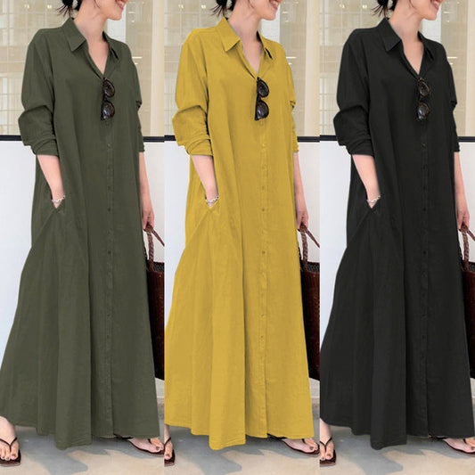 🔥2026 New Arrival ＆ 50％ Off🔥Long-Solid, Simple and Long-Coloured Sleeve Dress