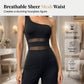 👯2026 NEW STYLE ＆ LIMITED TIME 50% OFF! ✨ One-Shoulder Mesh Panel Wide-Leg Jumpsuit – Sculpting, Elegant, Alluring 💃