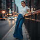 🔥2026 New Arrival ＆ Hot Sale🔥Women’s Asymmetrical Ruffle Wide-Leg Denim Pants