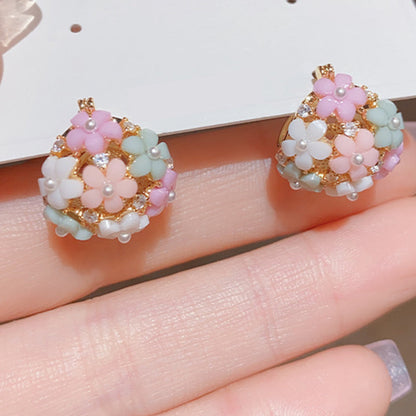 🔥2026 New Arrival ＆ Hot Sale ＆ 50％ Off🔥Elegant earrings with colorful floral motifs made of cubic zirconia