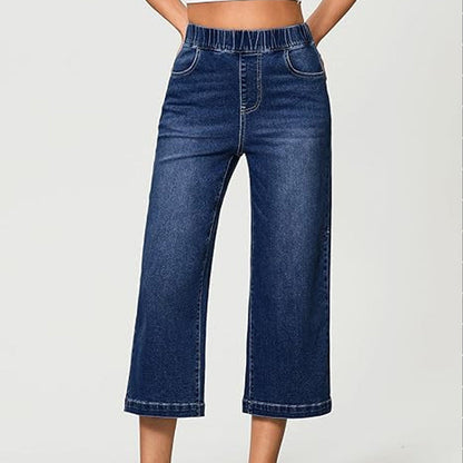 🥳SUMMER HOT SALE🥳💞50K+ SOLD!💥54% OFF! 🔥Women's Pull-On Wide-Leg Cropped Denim Jeans