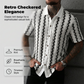 🔥Last day of the limited-time 50% off sale🔥Men's Short Sleeve Retro Geometric Knit Shirt – Vintage Pattern & Breathable Fabric ✨