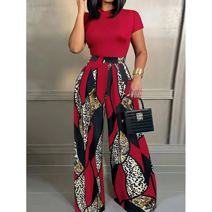 🔥2026 New Arrival ＆ Hot Sale🔥Women's Top & Wide-Leg Pants 2-Piece Set – High Waist & Vibrant Print 🎨