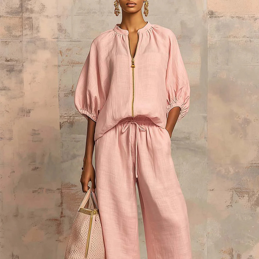 🥳SUMMER HOT SALE🥳💞50K+ SOLD!💥50% OFF! 🔥Women's Solid Color 2-Piece Casual Set