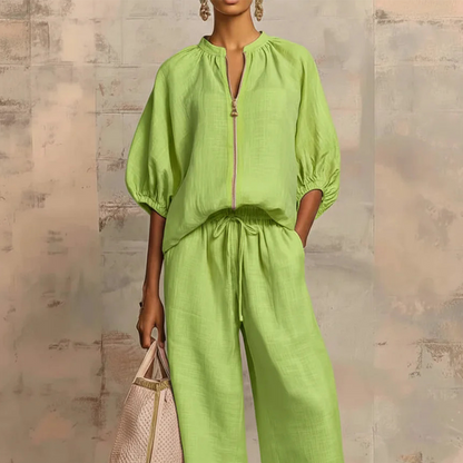 🥳SUMMER HOT SALE🥳💞50K+ SOLD!💥50% OFF! 🔥Women's Solid Color 2-Piece Casual Set
