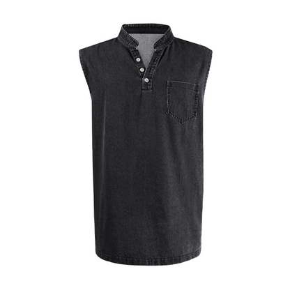 📢📢50% OFF !! ⏰Retro Style Sleeveless T-Shirt with Three Buttons