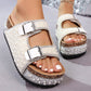 🥳SUMMER HOT SALE🥳💞50K+ SOLD!💥50% OFF! 🔥Double Buckle Strap Cork Slide Sandals