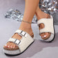 🥳SUMMER HOT SALE🥳💞50K+ SOLD!💥50% OFF! 🔥Double Buckle Strap Cork Slide Sandals