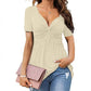 🔥Last day of the limited-time 50% off sale🔥Women's Short Sleeve V-Neck Twist Front Tunic Top