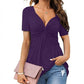 🔥Last day of the limited-time 50% off sale🔥Women's Short Sleeve V-Neck Twist Front Tunic Top