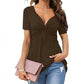 🔥Last day of the limited-time 50% off sale🔥Women's Short Sleeve V-Neck Twist Front Tunic Top