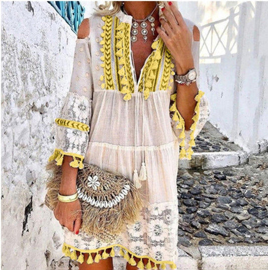 🥳SUMMER HOT SALE🥳💞50K+ SOLD!💥50% OFF! 🔥Women's Loose Cotton Linen Embroidered Dress🌸👗