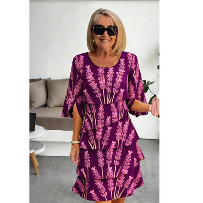 🥳SUMMER HOT SALE🥳💞50K+ SOLD!💥50% OFF! 🔥Tiered Midi Dress – Floral Pattern, Split Sleeves, Flowy, Elegant 🌸