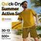 🥳SUMMER HOT SALE🥳💞50K+ SOLD!💥50% OFF! 🔥Men's Tracksuit Set – Yellow, Graphic, Quick-Dry, Summer