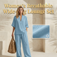 🌸 50% OFF NOW! 🌸Women's Casual V-Neck Top and Wide-Leg Trousers Set👚👖