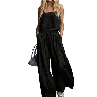 🌸 50% OFF NOW! 🌸Women's Crop Top & Wide-Leg Pants 2-Piece Set