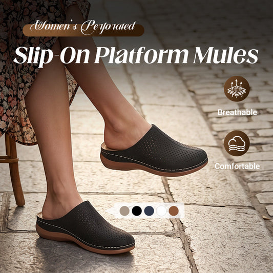 📢📢20% OFF !! ⏰Women's Perforated Platform Mules